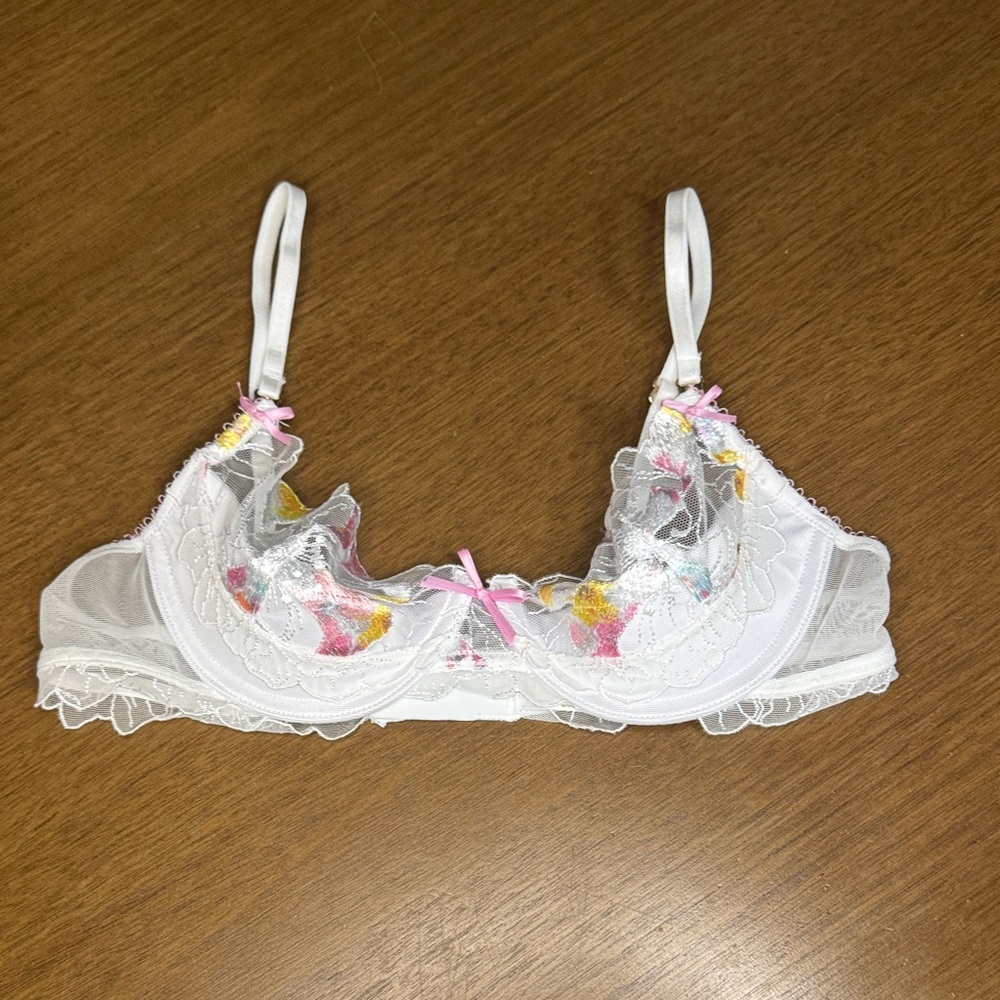 Honey Birdette Gold Collection White Floral Embroidered Underwire Bra